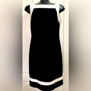 Melanie Lyne Black Dress with contrasting Cream outline